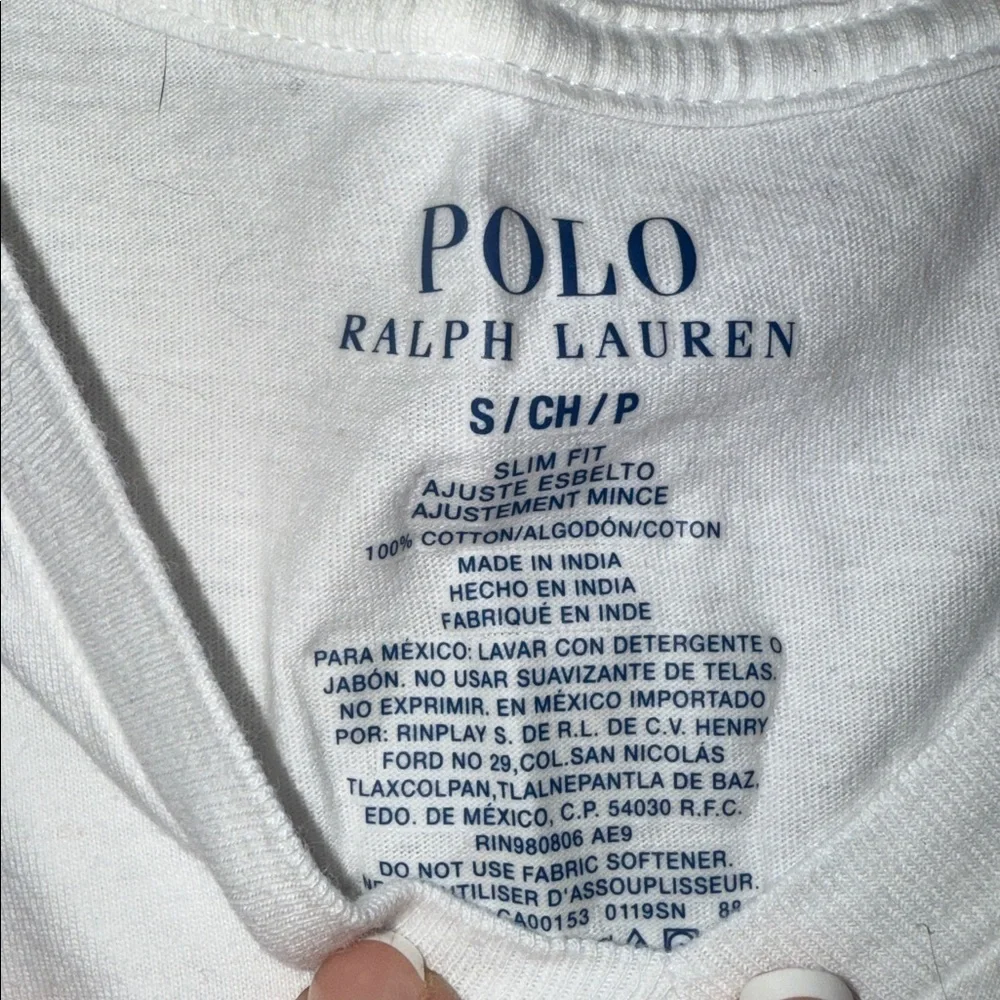 Polo Ralph Lauren 2 Pack Slim-Fit Stretch V Neck T Shirts Logo White Small. B10
